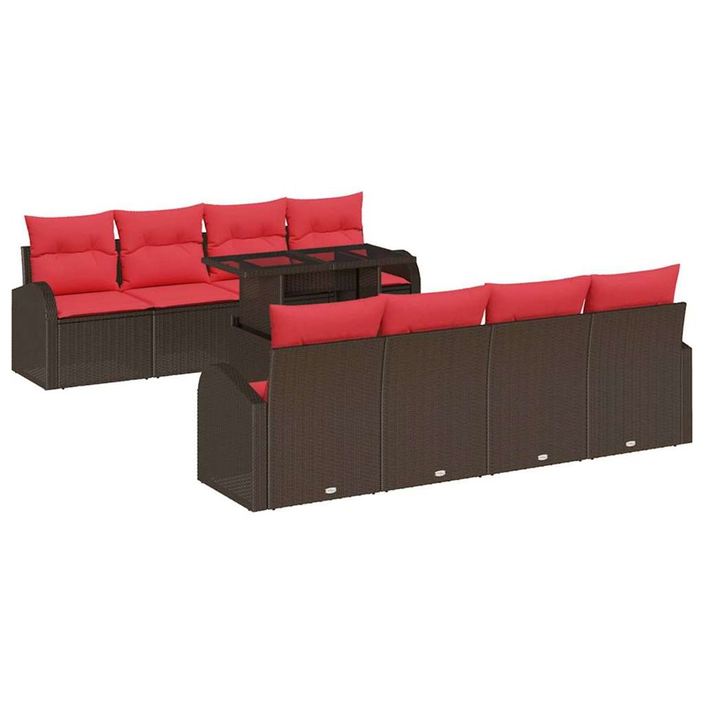 Ensemble de canapé de jardin 9 pc marron polyrotin