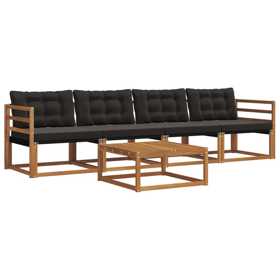 Ensemble de canapés d'extérieur 5 pcs naturel et noir