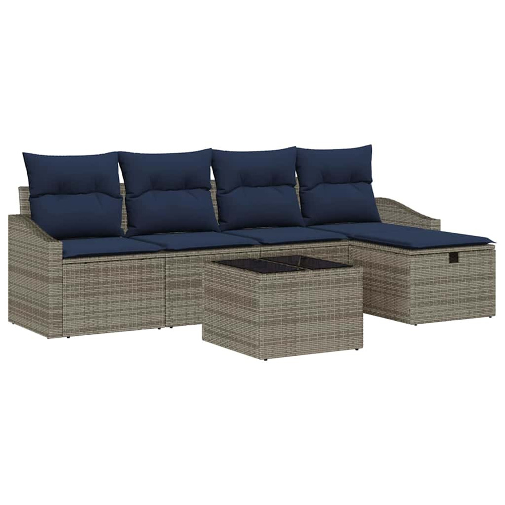 Ensemble de canapés avec coussin 5 pcs polyrotin