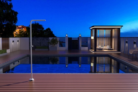 Douche de piscine en acier 316 design elegant diffuseur anticalcaire