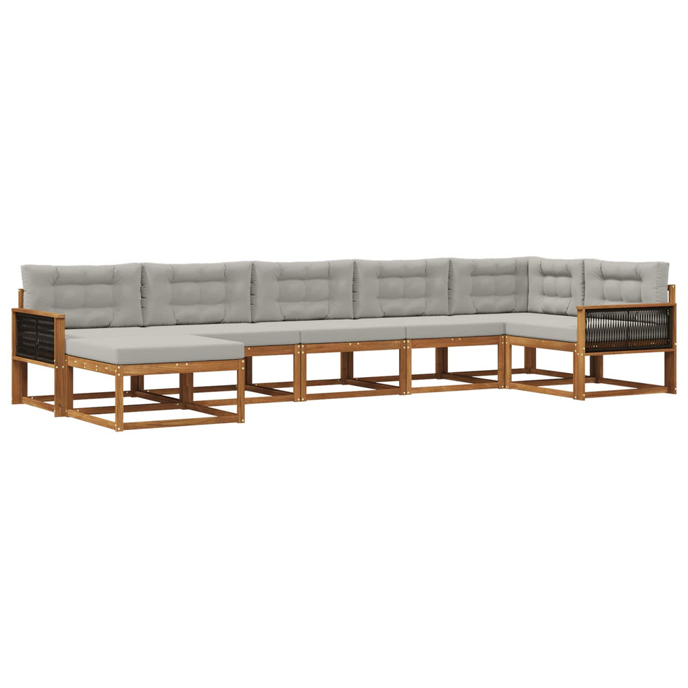 Ensemble de canapés d'extérieur 7 pcs naturel et gris clair