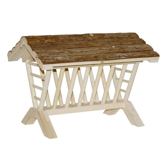 Râtelier à foin pour animaux nature 45x32x33 cm bois