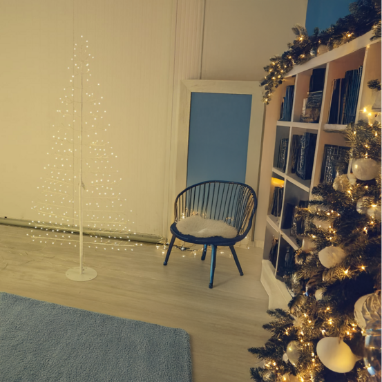 Sapin conique plat 2d tiglio blanc 276 micro led hauteur 180 cm