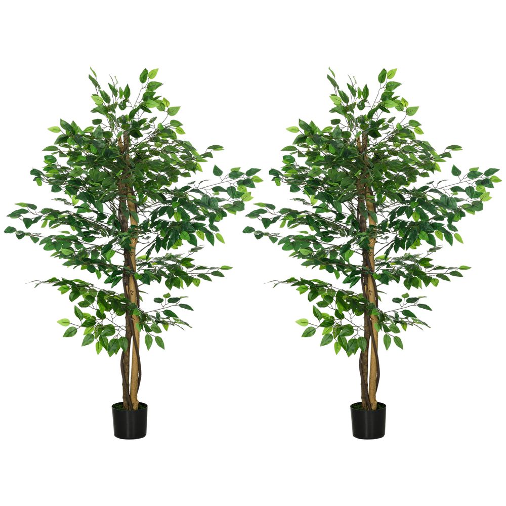 Lot 2 ficus artificiels peva décoration maison bureau très réaliste 150cm vert