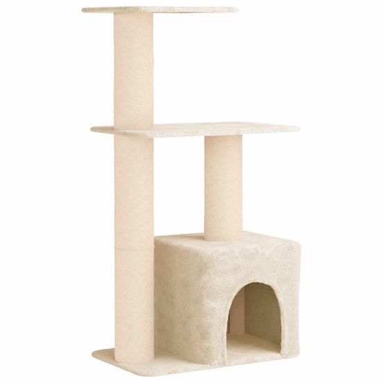 Arbre à chat avec poteaux à griffer en sisal crème 133 cm