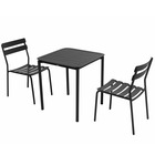 Table de terrasse carrée (70 x 70cm) et 2 chaises noir