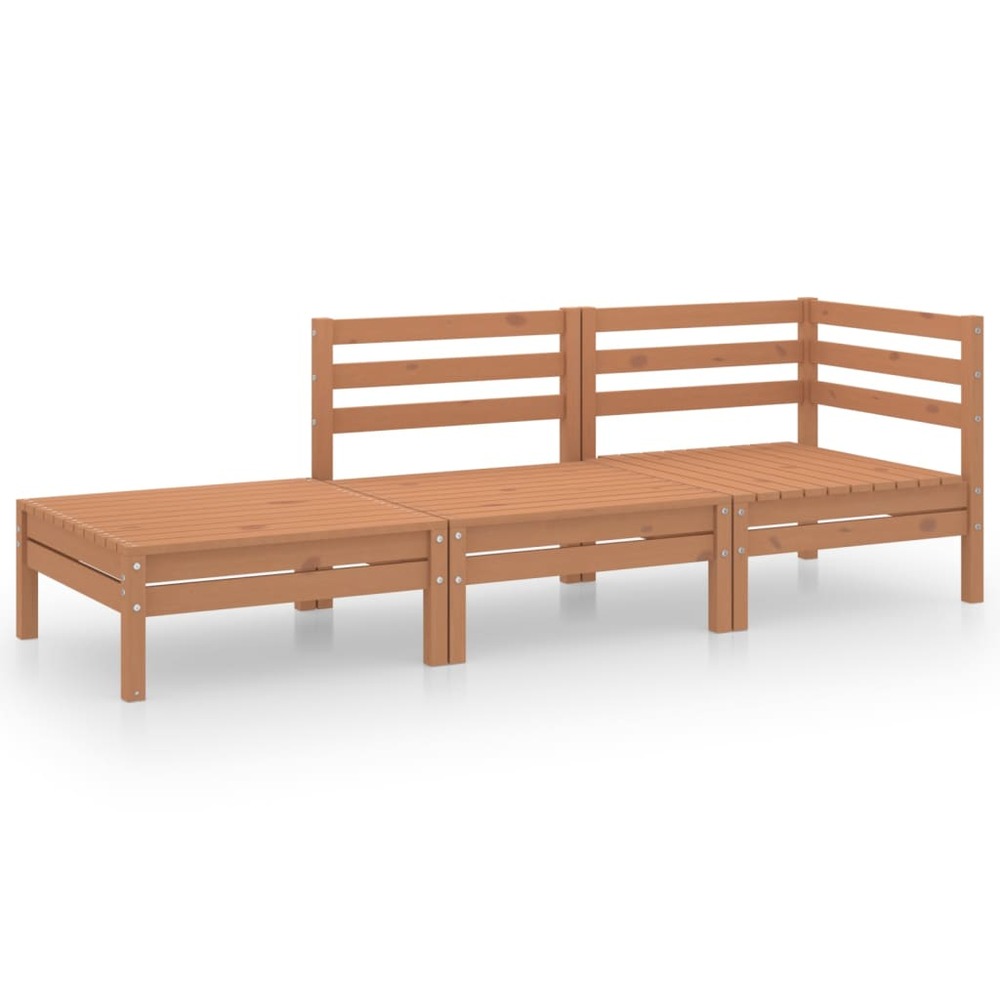 Salon de jardin meuble d'extérieur ensemble de mobilier 3 pièces marron miel bois de pin massif