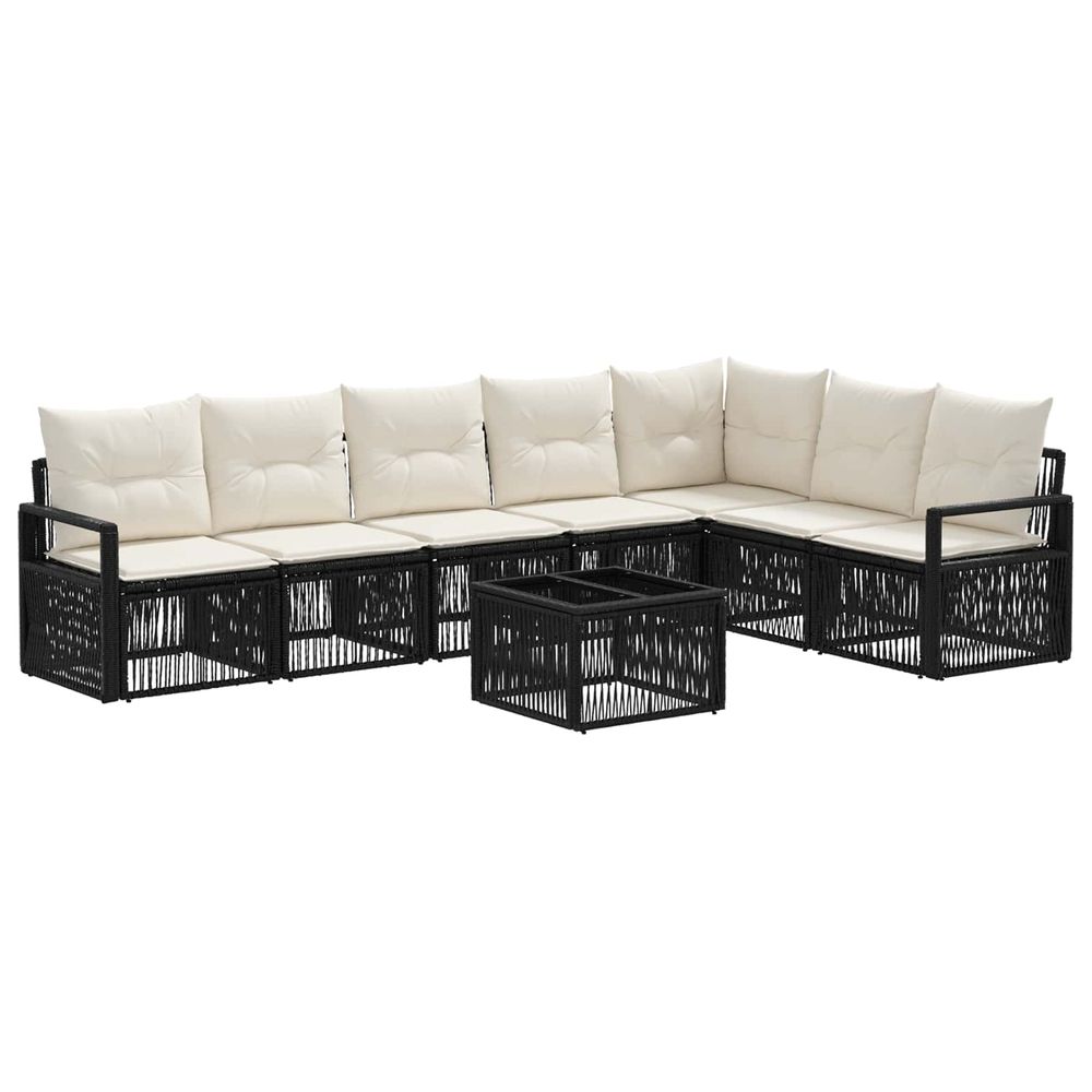 Ensemble de canapé de jardin 8 pc noir polyrotin