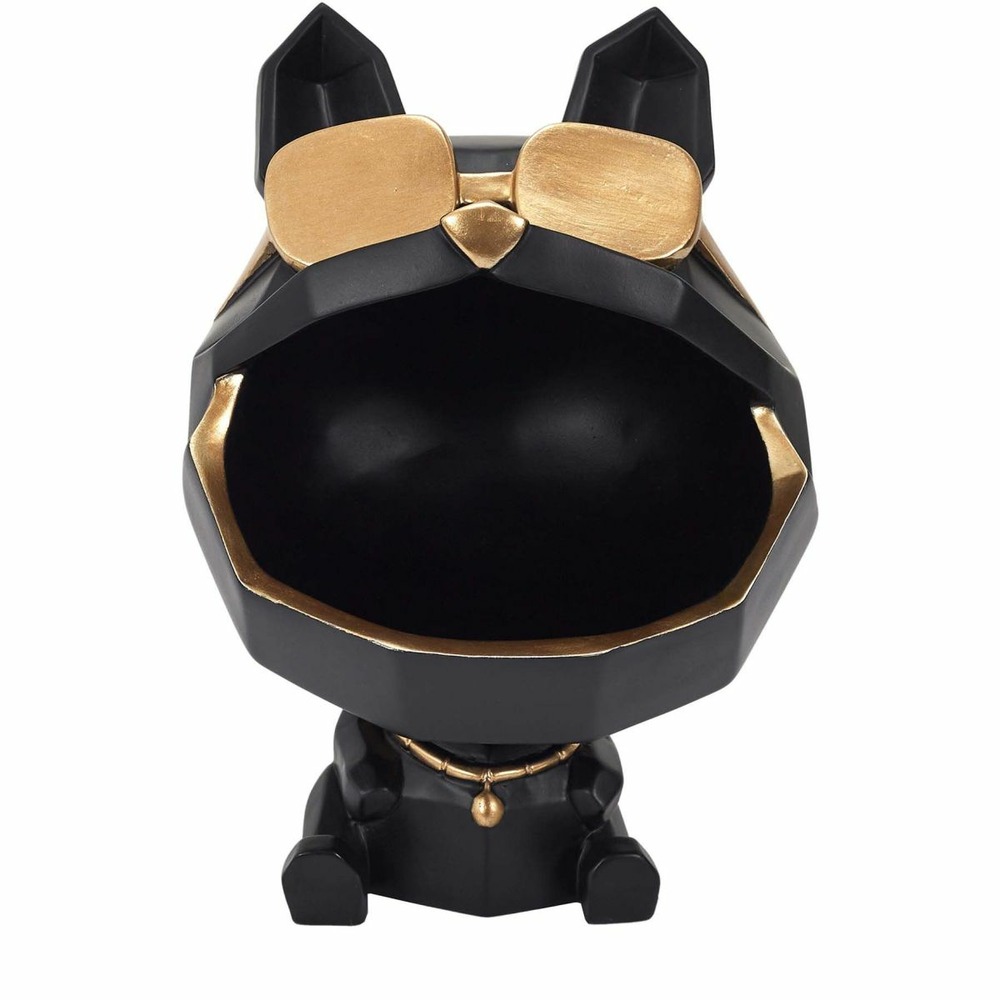 Vide poche chien lunettes dorées origami noir et doré