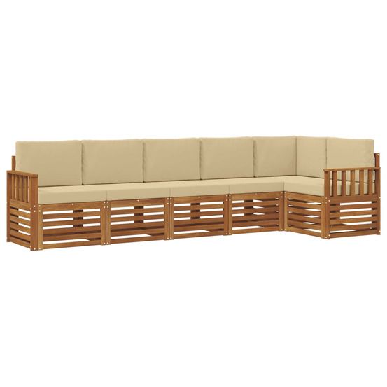Ensemble de canapés d'extérieur 6 pc naturel et beige polyester