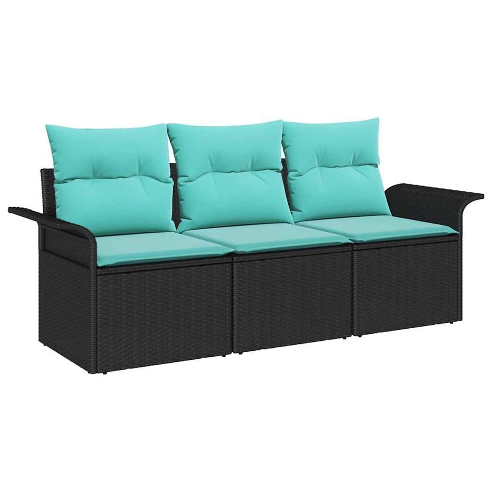Ensemble de canapé de jardin 3 pc noir poly rotin