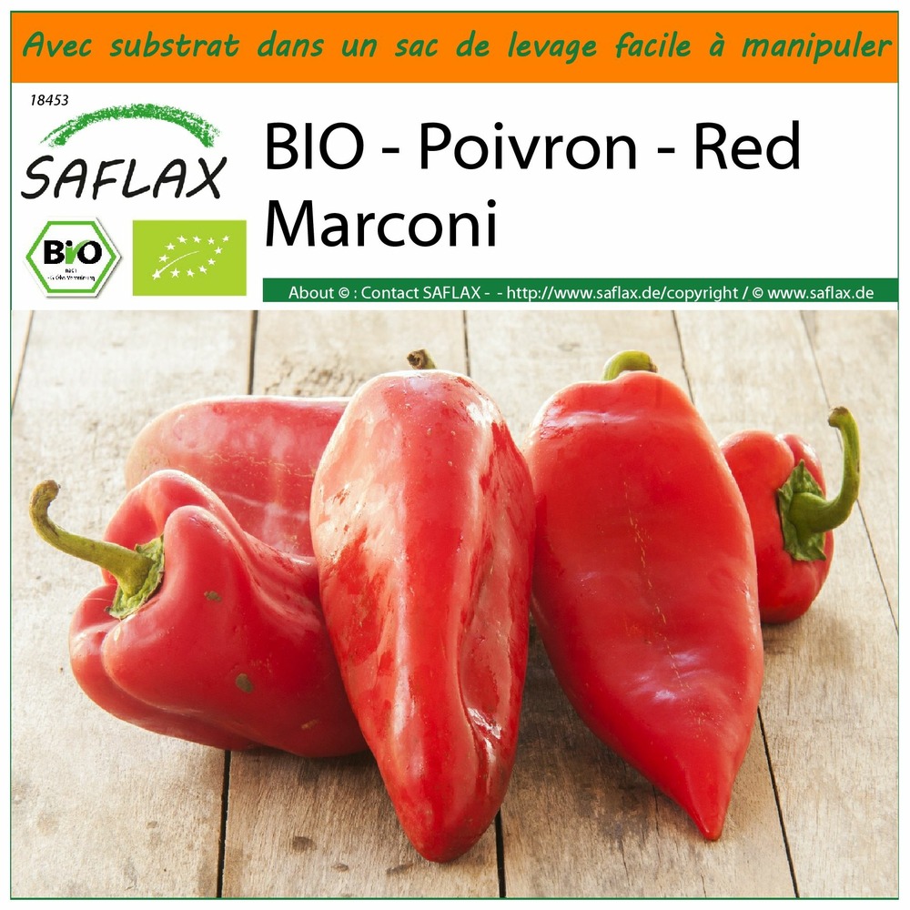 Garden in the bag - bio - poivron - red marconi - 20 graines - capsicum annuum