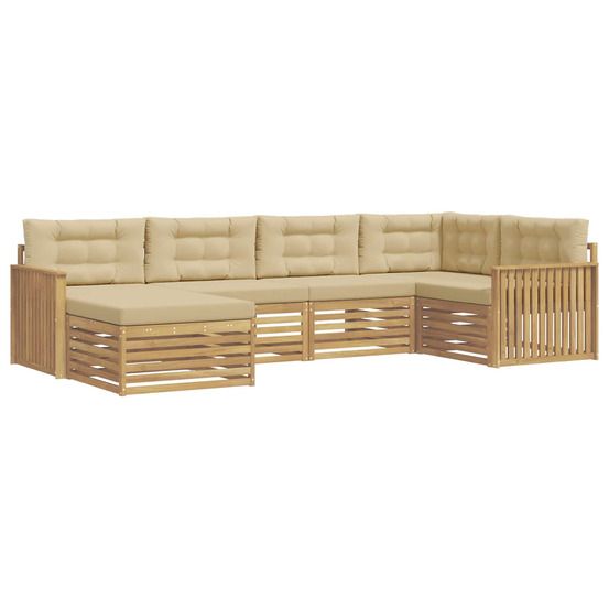 Ensemble de canapés d'extérieur 6 pc blanc et beige polyester