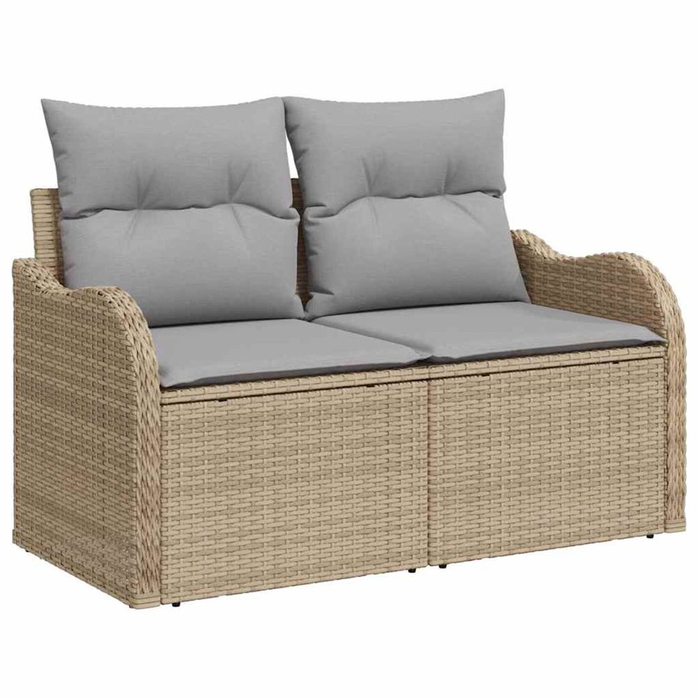 Ensemble de canapé de jardin 7 pc beige et gris polyrotin
