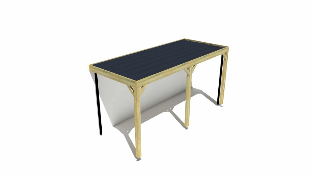 Carport bois • 5m x 2m • adossée • sens profondeur • livraison comprise