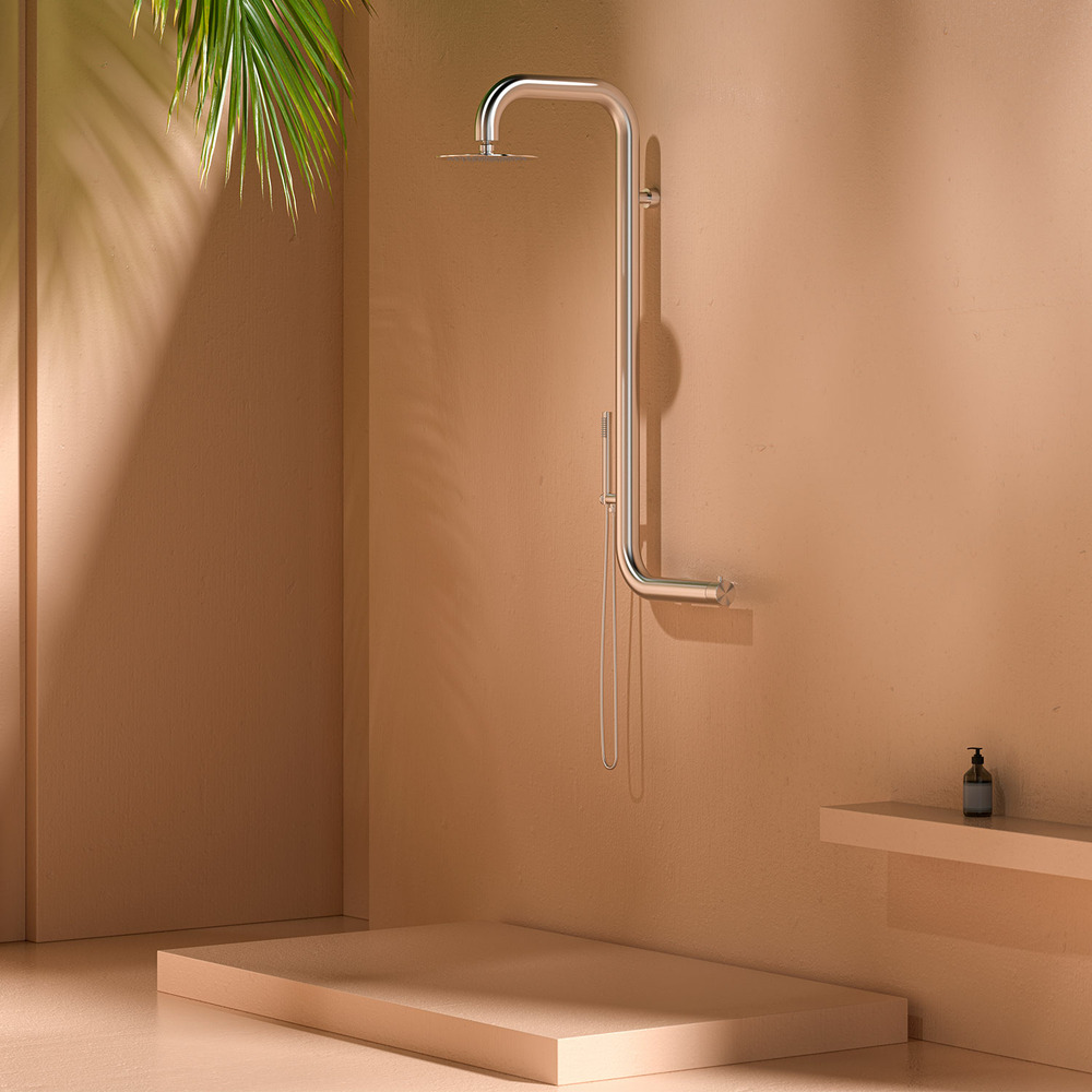 Douche exterieure chaude et froide cabras wall inox