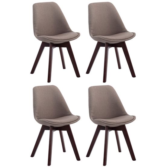 Lot de 4 chaises visiteurs borneo v2 tissu noyer