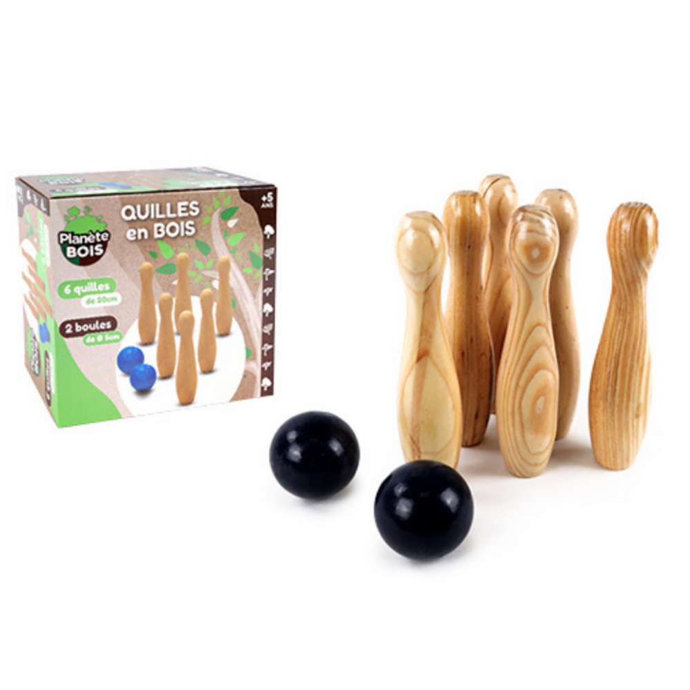 Jeu de quilles traditionnelles en bois enfant