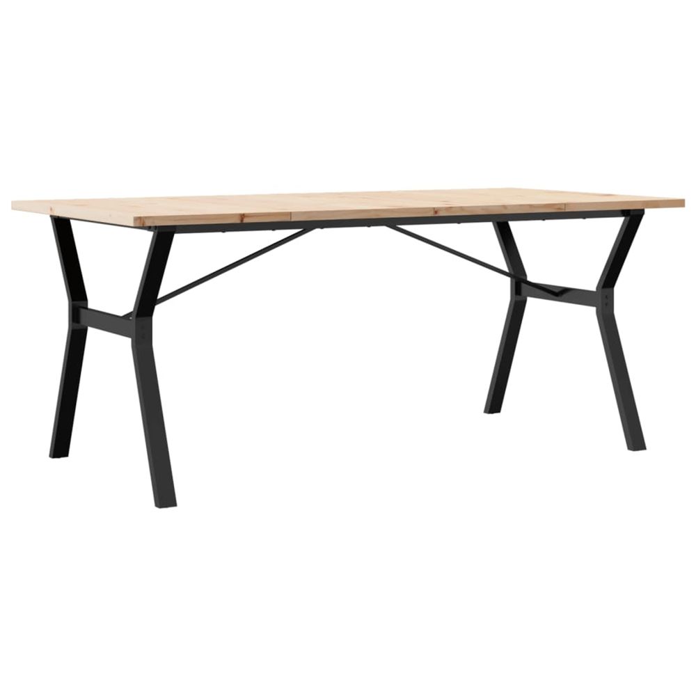 Table à manger cadre en y 180x90x75,5 cm bois pin massif acier