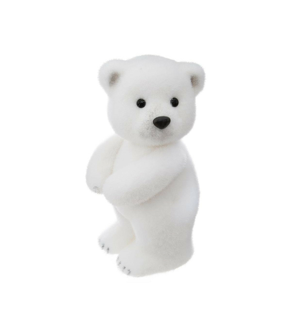 Déco de noël ourson blanc debout h 25 cm