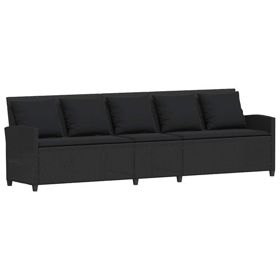 Canapé de jardin avec coussins 5 places noir résine tressée