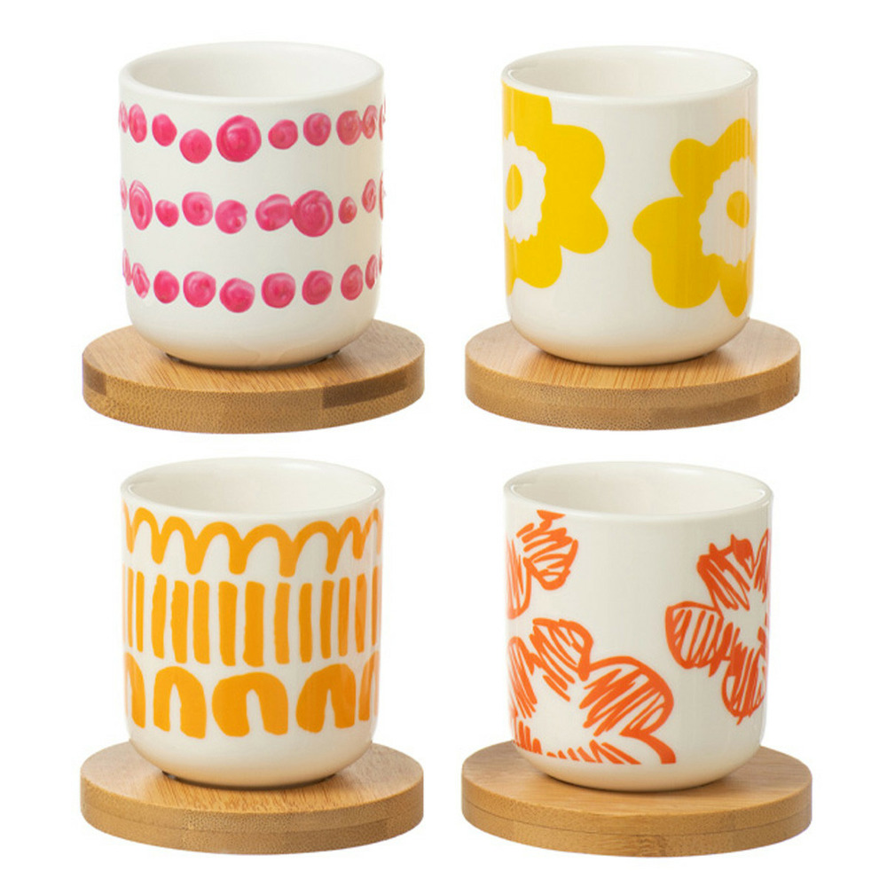 Lot de 4 tasses à café & sous-tasses 