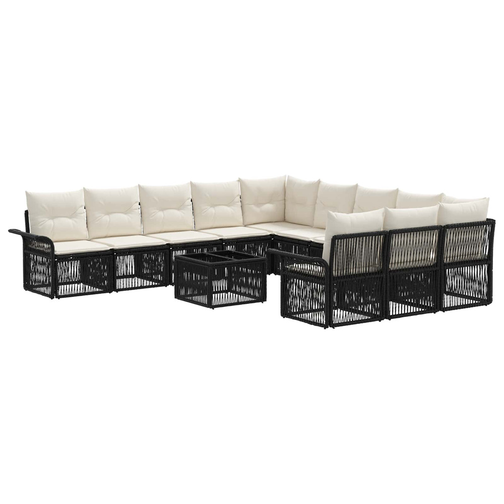 Ensemble de canapé de jardin 12 pcs noir polyrotin