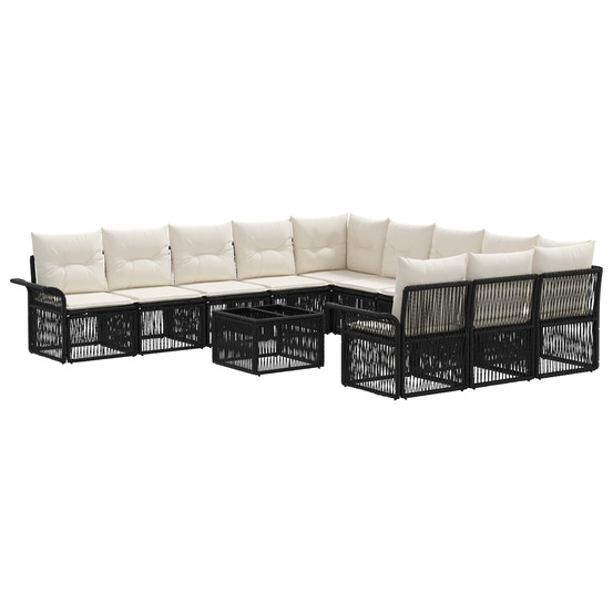Ensemble de canapé de jardin 12 pcs noir polyrotin