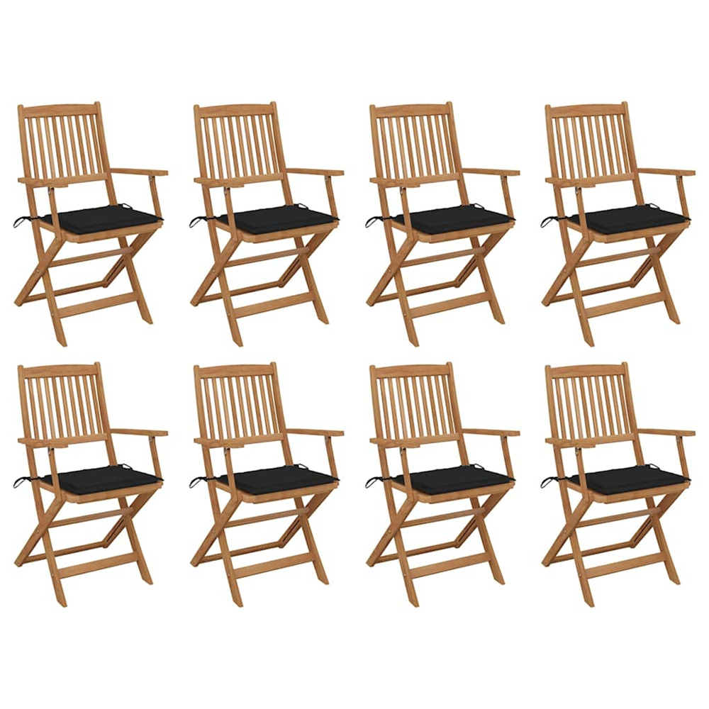 Chaises pliables d'extérieur et coussins lot de 8 bois d'acacia