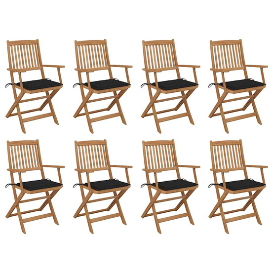 Chaises pliables d'extérieur et coussins lot de 8 bois d'acacia