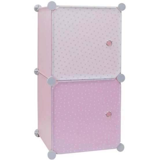 Rangement enfant 2 cubes mobulables 30x30 cm rose et blanc