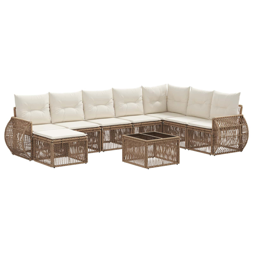 Ensemble de canapé de jardin 9 pcs beige et blanc crème