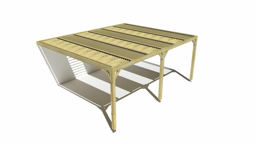 Pergola bois • 6m x 5m • adossée • sens profondeur • lames orientables bioclimatiques incluses • livraison comprise