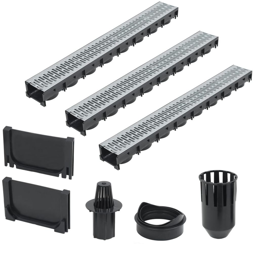 Caniveau de drainage 3 pcs acier galvanisé 3 m