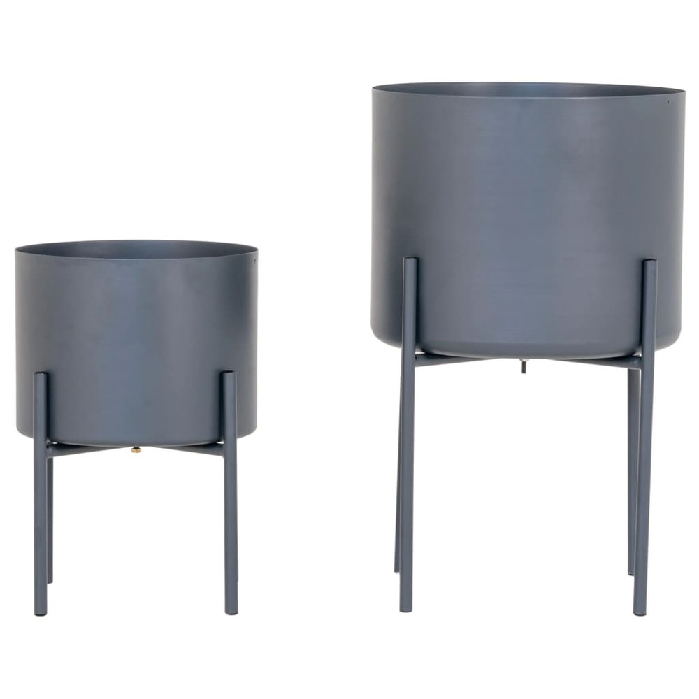 2 pots de fleurs gris en acier