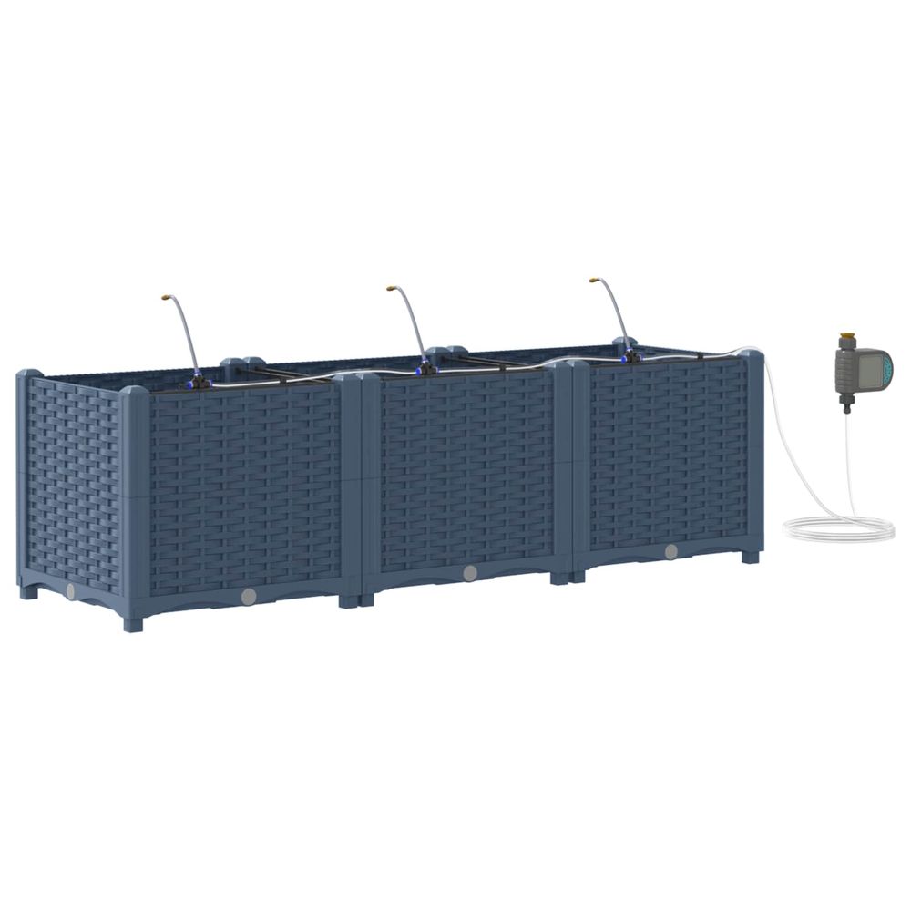 Cache-pot de jardin 3 pc gris 120 x 40 x 37,5 cm pp