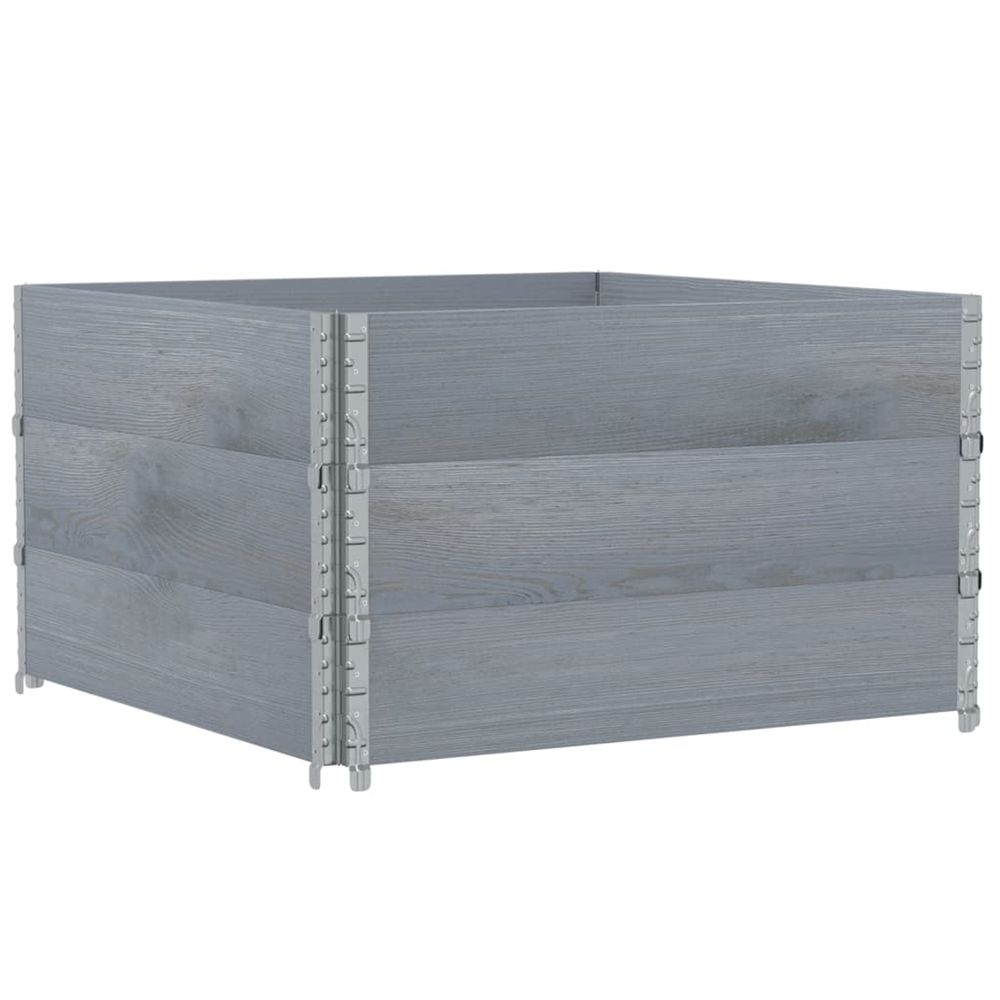 Colliers de palette 3 pcs gris 100x100 cm bois de pin solide