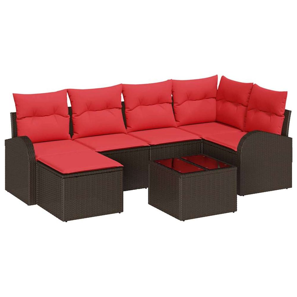 Ensemble de canapé de jardin 7 pc marron
