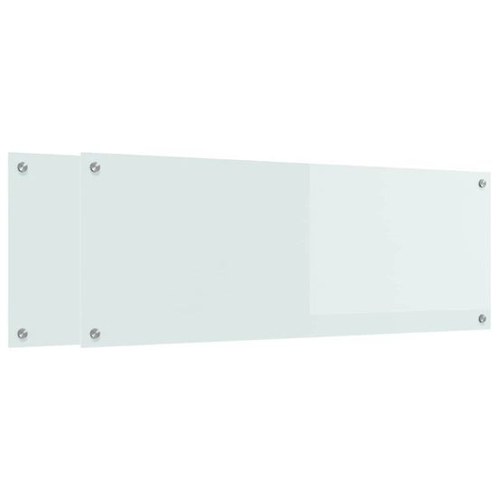 Crédence de cuisine 2 pc blanc 110 x 40 cm verre trempé