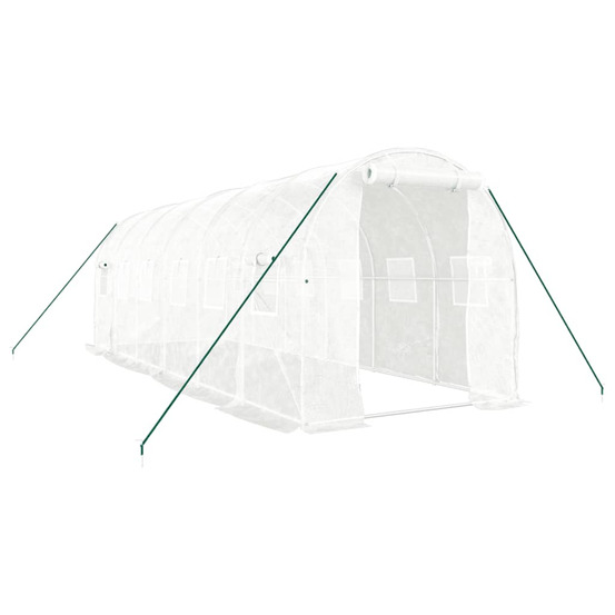 Serre avec cadre en acier blanc 12 m² 6x2x2 m