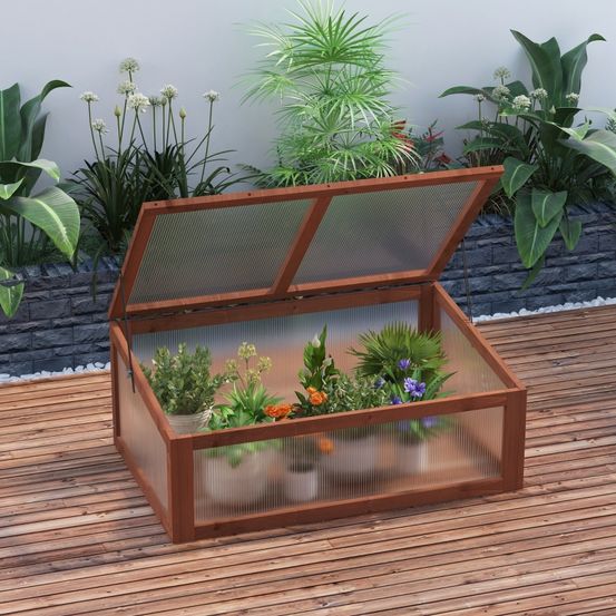 Serre châssis bois jardin polycarbonate protection semis 100x65cm - comfortxl outdoor living