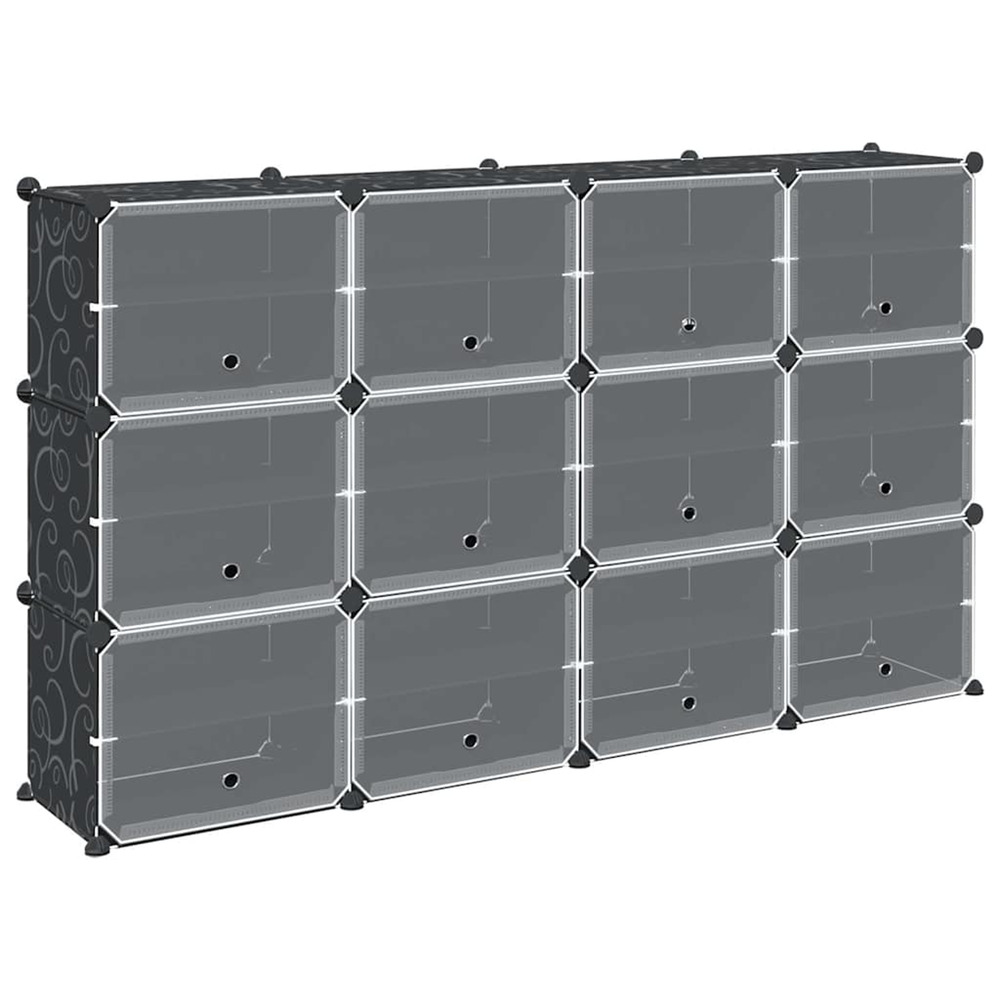 Cubes de rangement 12 pcs avec portes noir pp