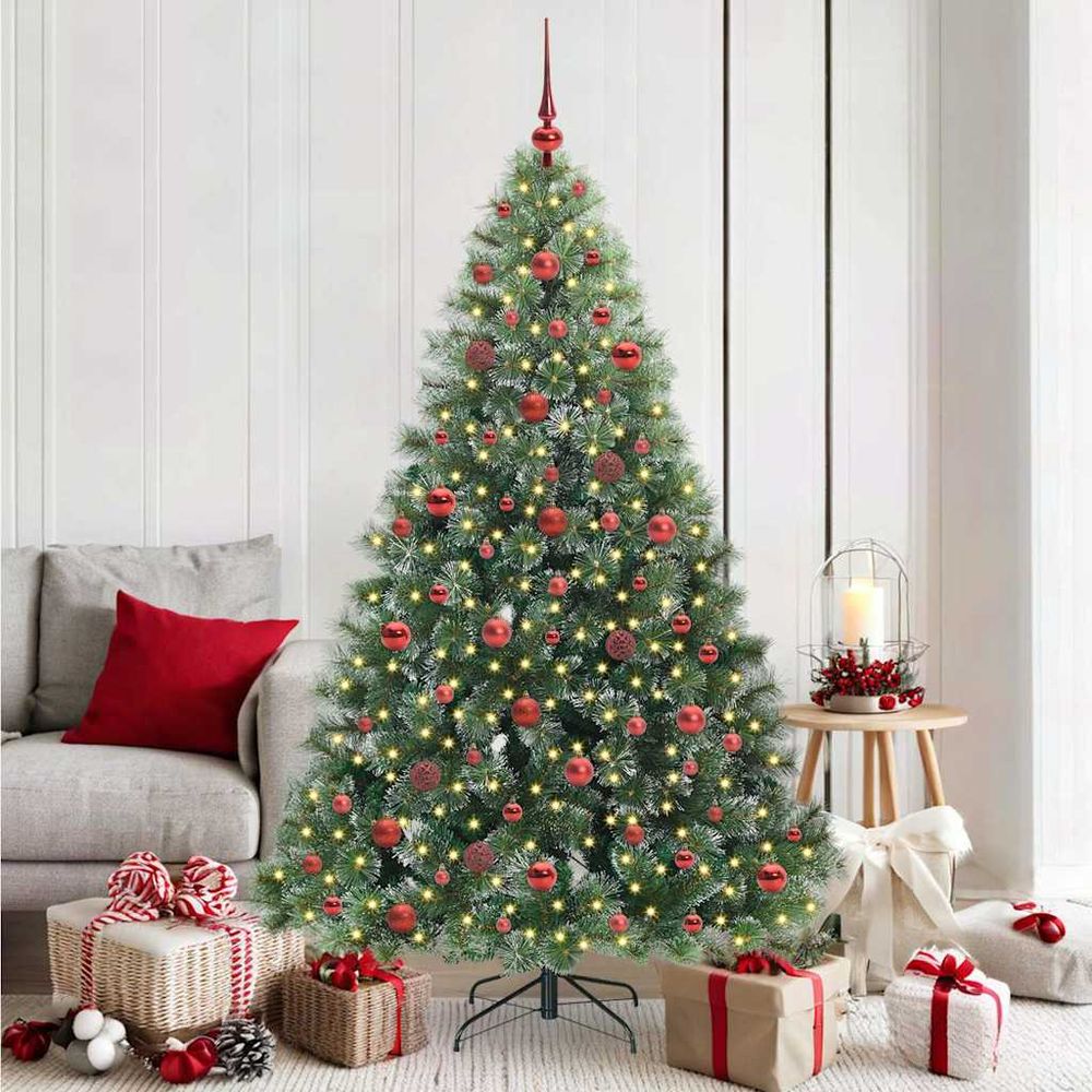 Sapin de noël complet lumineux 120 boules bleu/argent pe/pvc 180 cm
