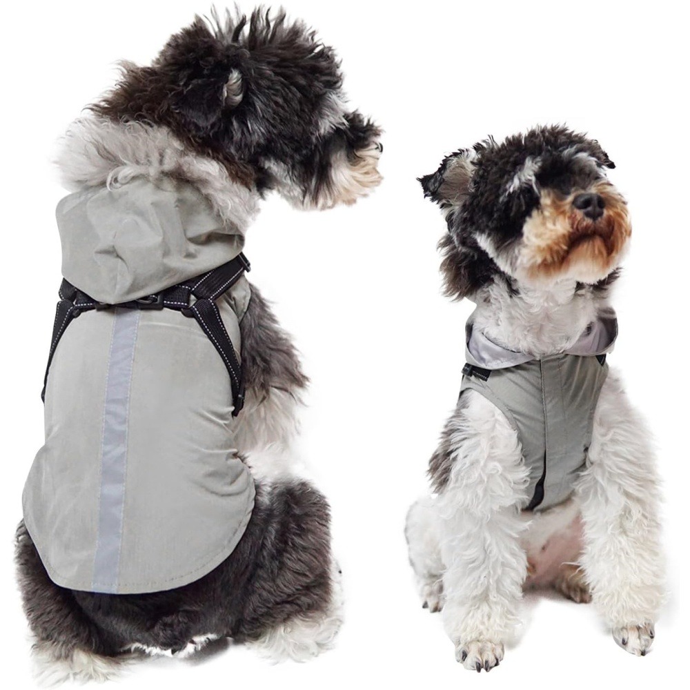 Manteau pour chiens-avec harnais-réfléchissant imperméable-gris taille 2xl