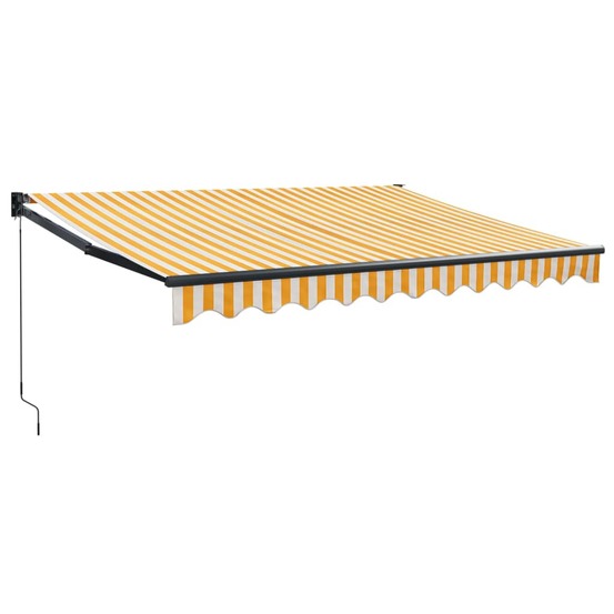 Auvent rétractable jaune et blanc 3,5x2,5 m tissu et aluminium