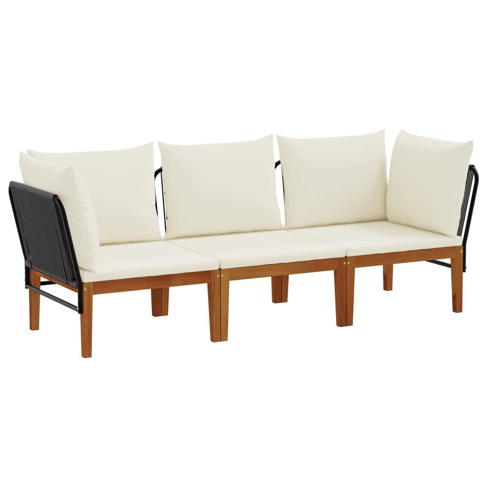 3 pc bois d'acacia massif et corde naturel