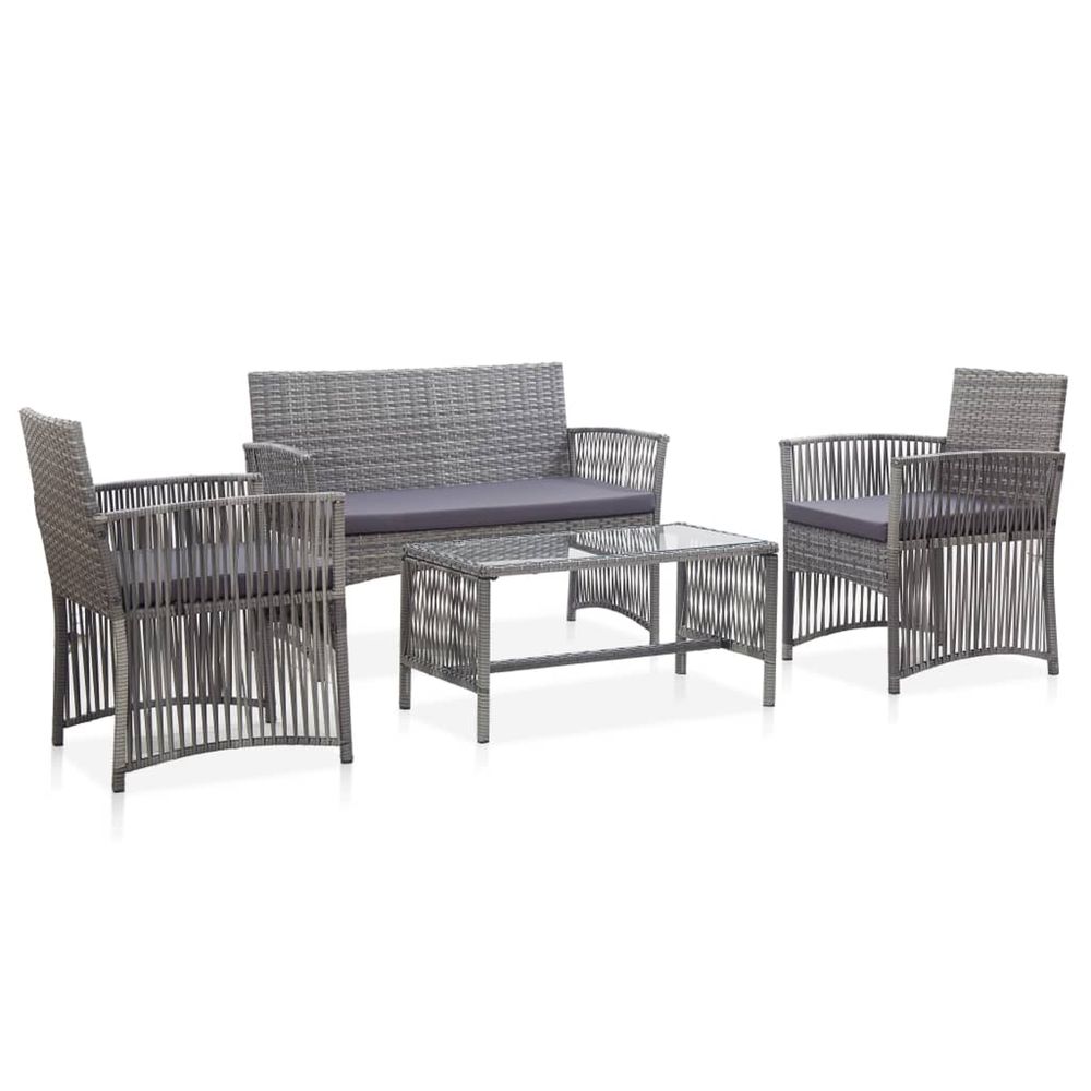 Salon de jardin 4 pcs avec coussin résine tressée anthracite