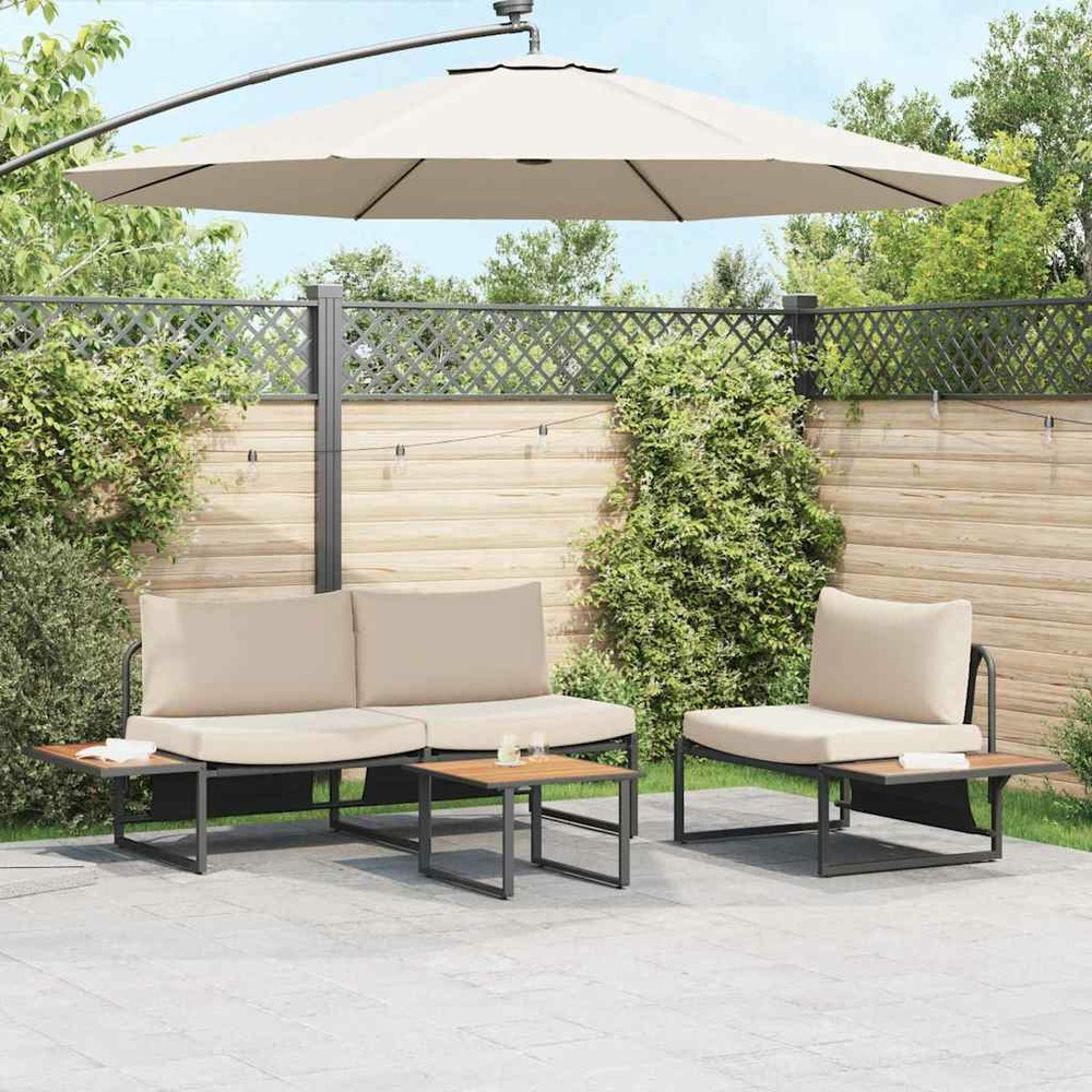 Ensemble de salle à manger pour jardin 3 pcs taupe acier