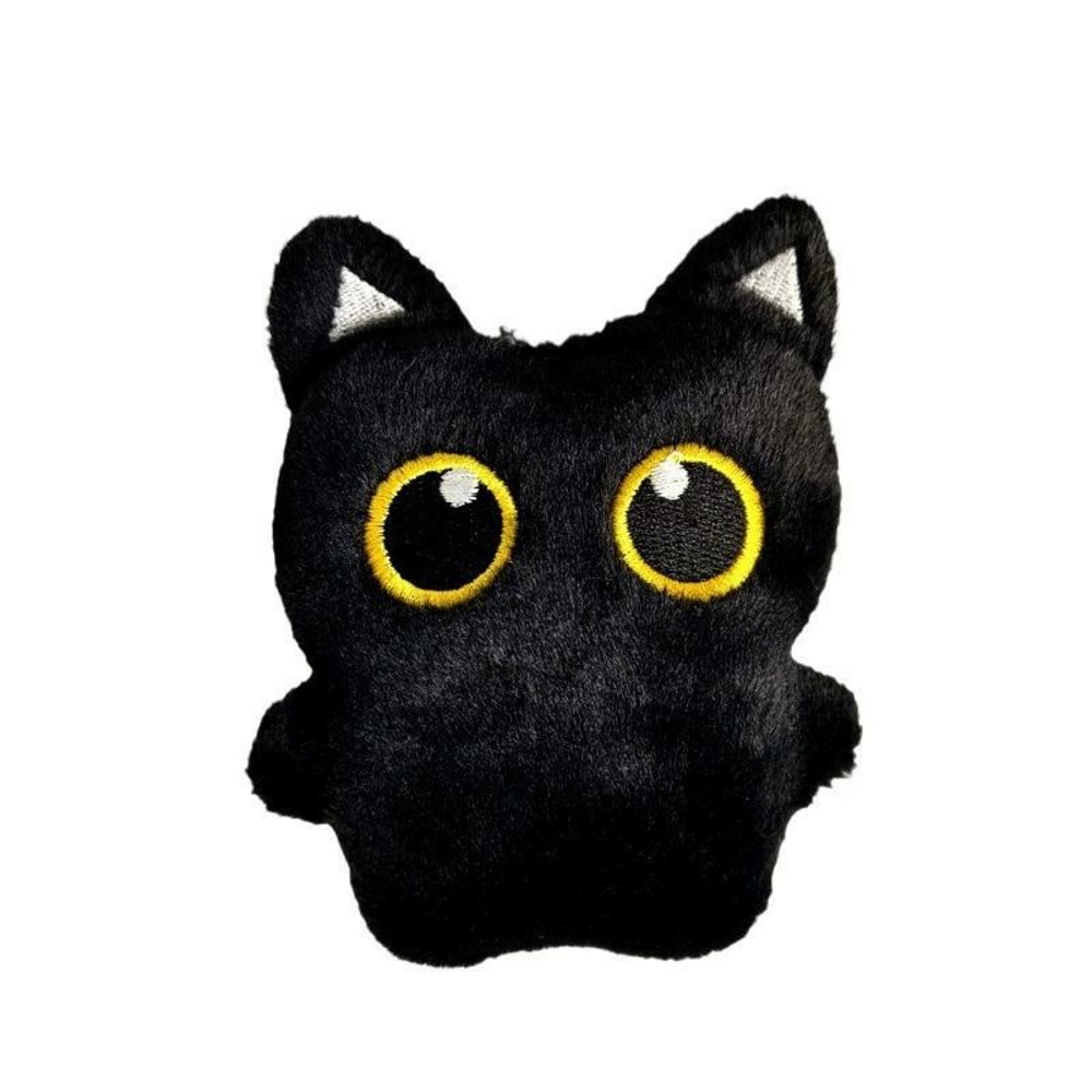2 Peluches De Dessin Animé Pour Animaux De Compagnie : Petit Chat Noir, Jouet à Mâcher