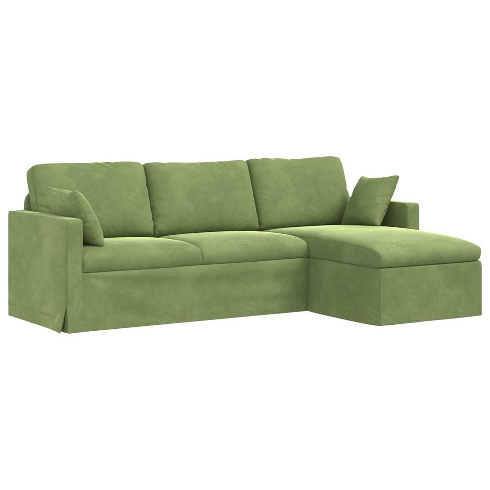 Canapé vert clair 228 x 134 x 80 cm velours